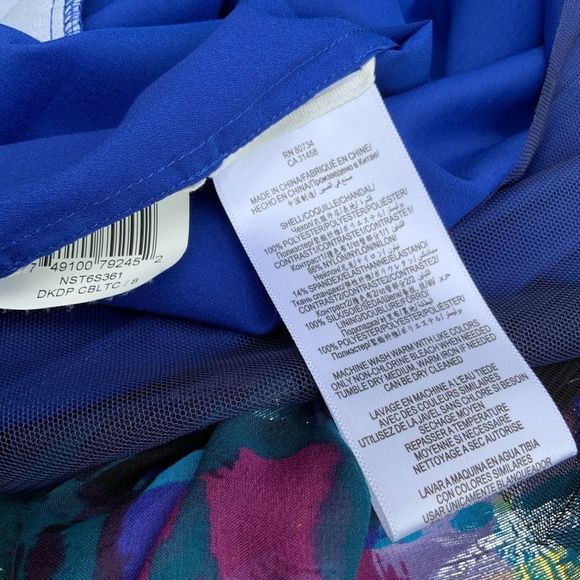 NWT $338 BCBGMAXAZRIA | Galia |  Strapless Fringe Hem Lace Corset Dress in Blue - Picture 15 of 16